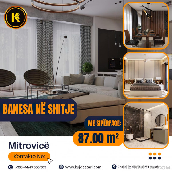 🆕𝐒𝐇𝐈𝐓𝐄𝐓 Banesa në Mitrovicë me sipërfaqe 87.00 m²
