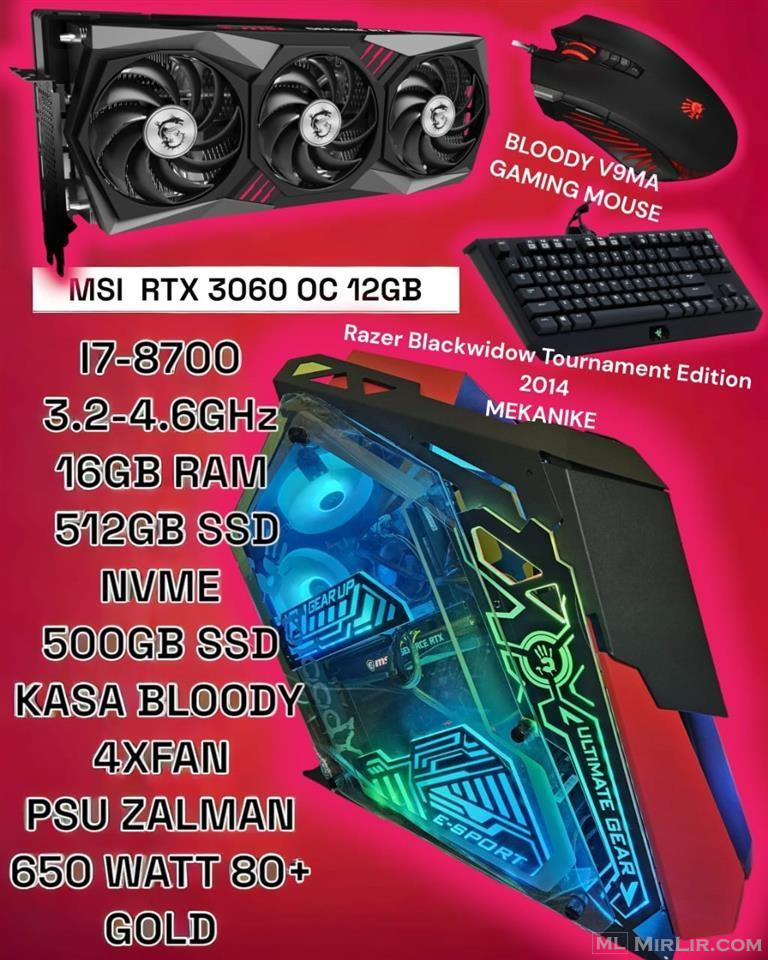 670 EURO  BLOODY GAMING GH-30 BLOODY CASE I7-8700  6 CORE 12