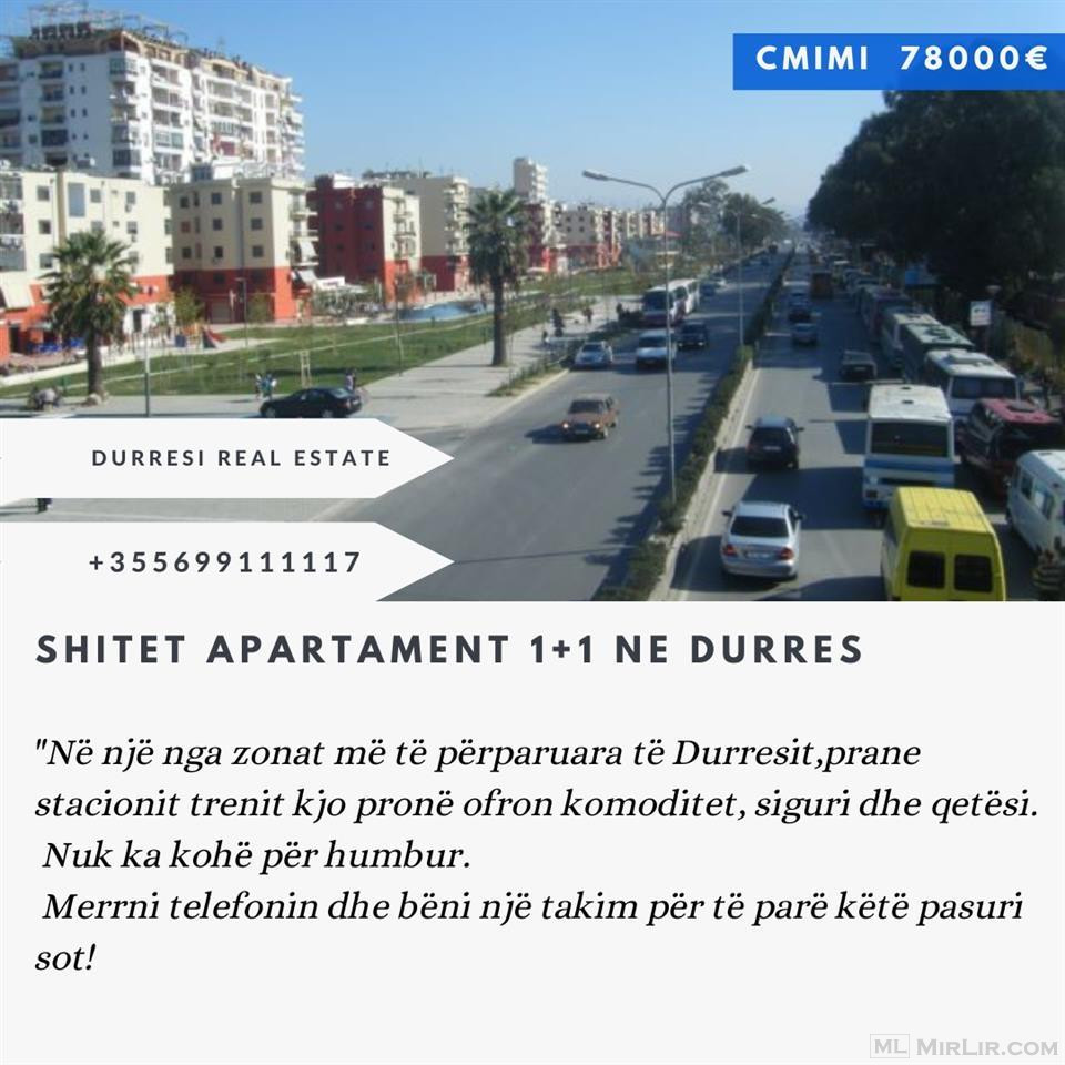 Shitet Apartament 1+1 Durres