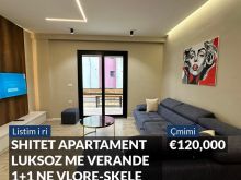 SHITET APARTAMENT LUKSOZ ME VERANDE 1+1 NE VLORE-SKELE