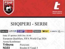 Bileta e ndeshjes Shqiperi - serbi