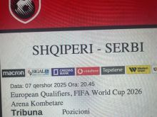 Shiten 2 bileta (120€ copën) për ndeshjen Shqipëri - Serbi