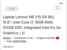 Lenovo NB V15 G4 IRU Intel i5 16gb ram 512ssd Top