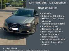 👉 🚗 OKAZION – Audi A3 2.0 TDI – Vetëm 5,799€!