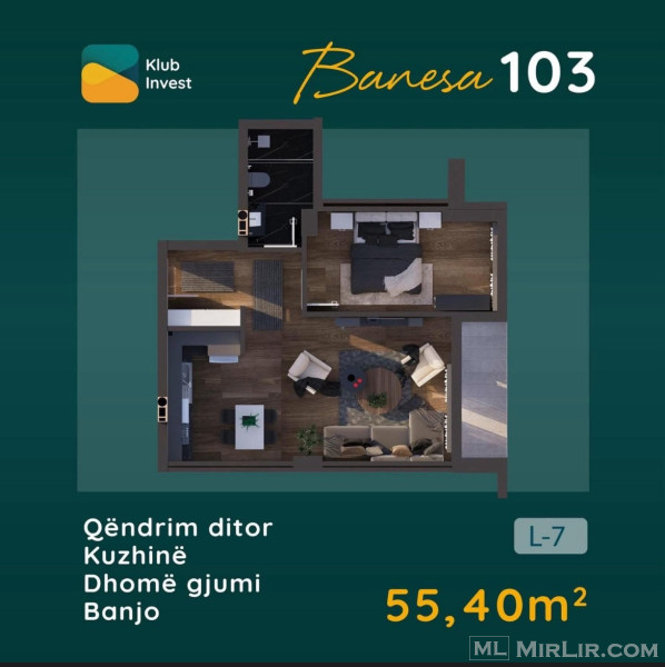 Shes Banesen te prishtina e re 55.4m2 kati 6