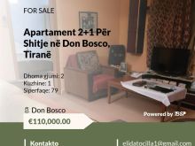 Apartament 2+1 Për Shitje në Don Bosco, Tiranë!