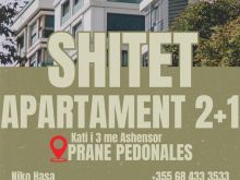 🏢 Shitet hyrje 2+1 Kati 3 me ashensor!  📍prane Pedonales