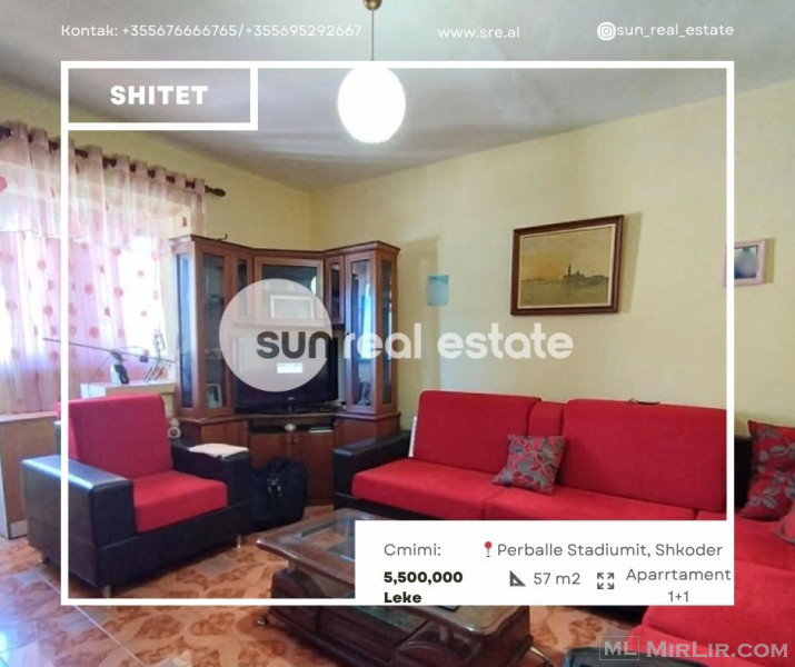 SHITET APARTAMENT 1+1, PERBALLE STADIUMIT, SHKODER
