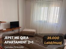 🚨 Jepet me Qira Apartament 2+1 në “Qendër”, Shkodër!