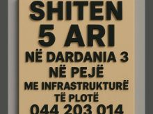 Shiten 5 ari në lagjen Dardania 3 në Pejë, me infrastrukturë