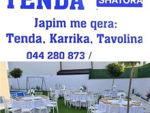 Tenda shatora karrika dhe tavolina me qera 044280873