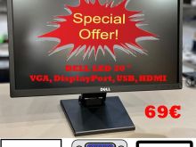 Super Monitor Dell 20 Inch LED Backlit HDMI, DP, VGA USB 69€
