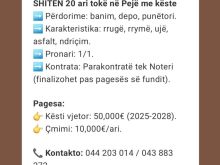 SHITEN 20 ari tokë në Pejë me këste ➡️ 10.000Euro ari