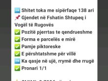 💥SHITET TOKA 138ARI,- FSHATI SHTUPEQ I VOGEL  / RUGOVË💥
