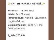 Kodi 072➡️SHITEN parcelat e tokës 15ari deri 50ari në Pejë