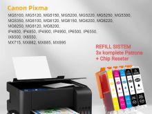 Refill Sistem për CANON (3 Sete) komplet me Chip Reseter