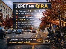 Jepet me qira 2+1 kati 2 Parruce Shkoder