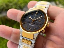 Salvatore Ferragamo 2 toned chronograph 42mm blu dial