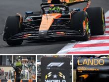 Minichamps McLaren MCL39 w. Standing Figure & Pit Boards - 2025 Abu Dhabi Grand Prix - #4 Lando Norris World Championship Winner 1:12 Model Car
